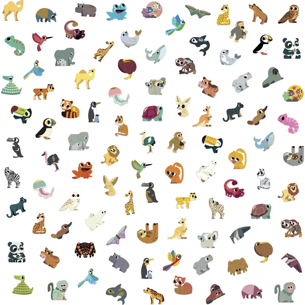 Janod Stickers Autocollants Animaux exotiques 100 pcs à partir de 3 ans