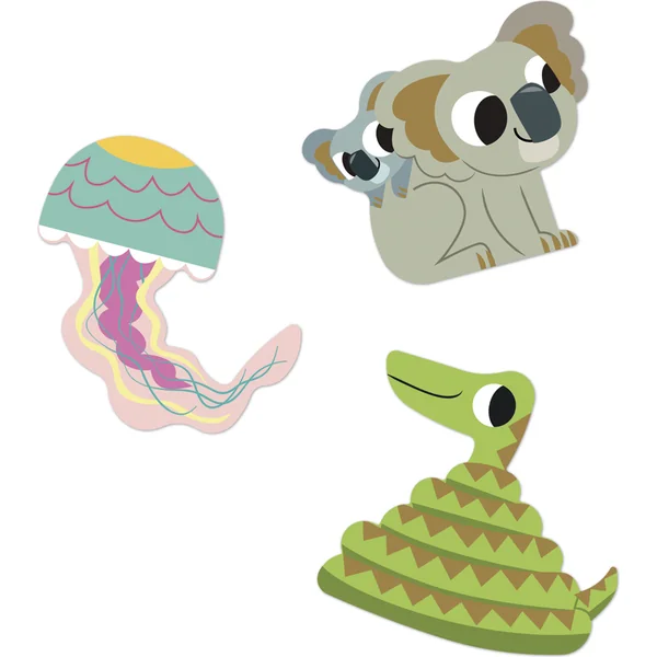 Janod Stickers Autocollants Animaux exotiques 100 pcs à partir de 3 ans