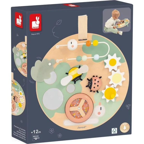 Janod Sweet Cocoon Planche d'activités en bois Jardin