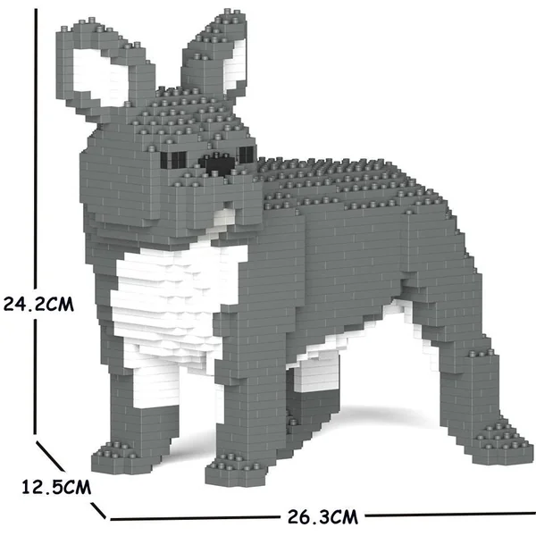 JEKCA BLOCS DE CONSTRUCTION -CHIEN BOULEDOGUE FRANCAIS QUI TOURNE LA TETE BLEU