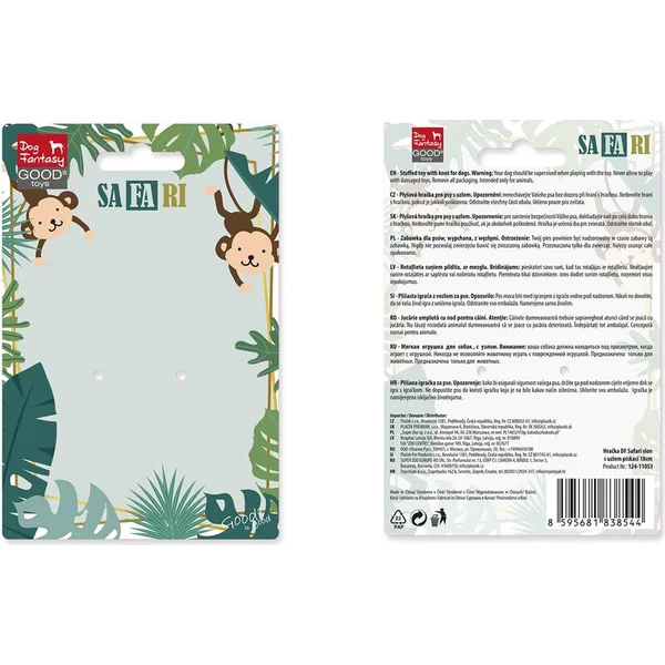 Jouet DF éléphant Safari avec nœud qui couine 18cm