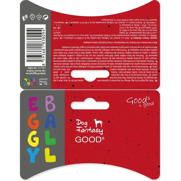 Jouet Dog Fantasy Eggy ball forme d'œuf rouge 16x26cm