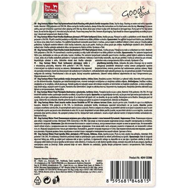 Jouet Dog Fantasy Water Float marteau flottant avec bouteille PET turquoise 33cm