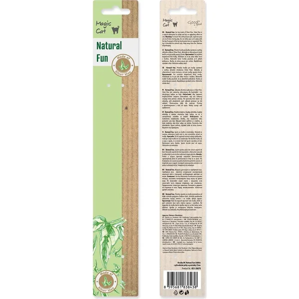 Jouet Magic Cat Natural Fun baguette avec plumes naturelles et ficelles mix 25cm