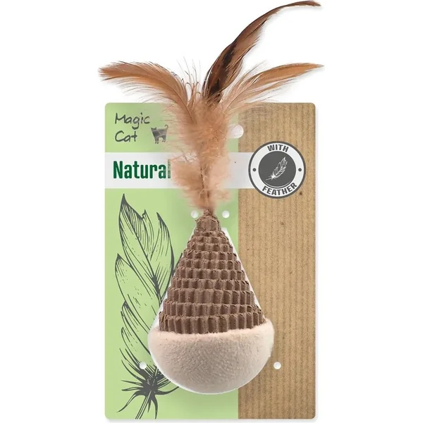 Jouet MC Natural Fun cône avec plumes carton/peluche blanc 6 cm