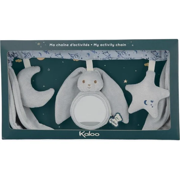 Kaloo Lapinoo Chaîne textile avec activités pour poussette et siège auto bleu