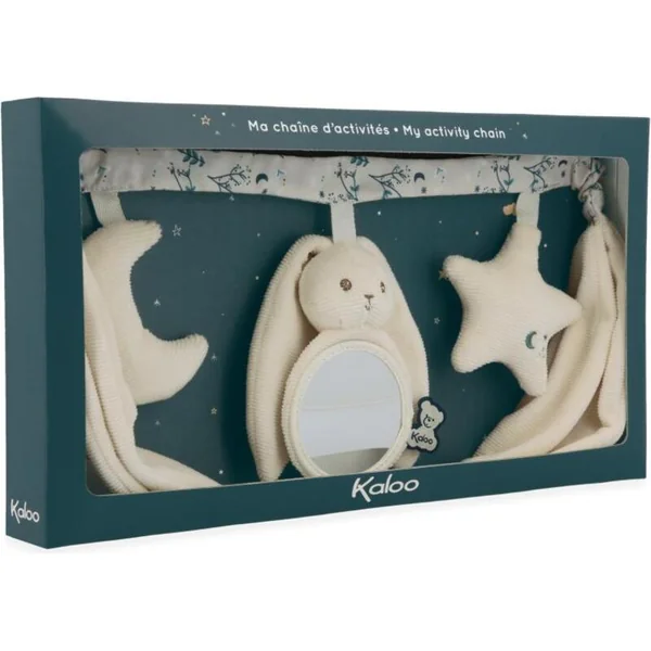 Kaloo Lapinoo Chaîne textile avec activités pour poussette et siège auto crème