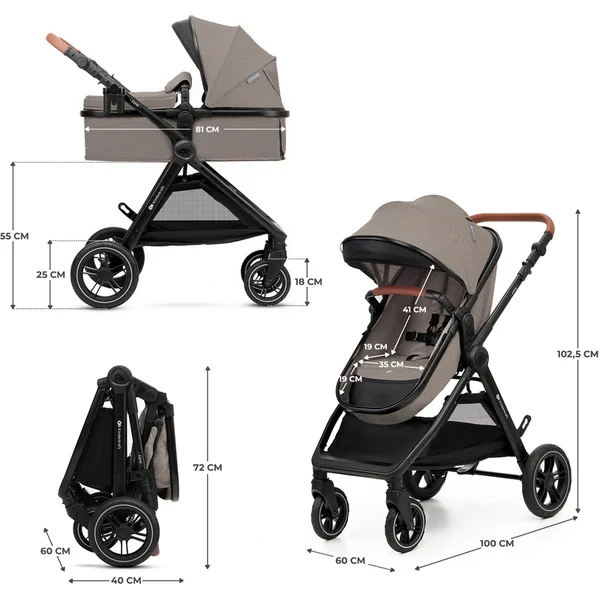 KINDERKRAFT Poussette combinée 3 en 1 Esme Pro Sand Beige