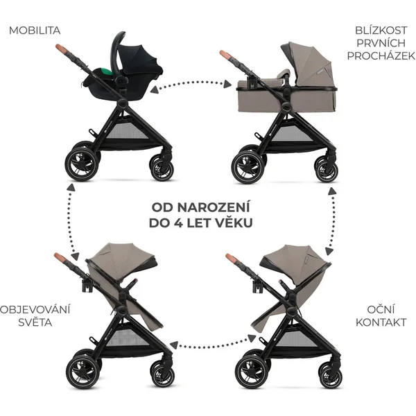 KINDERKRAFT Poussette combinée 3 en 1 Esme Pro Sand Beige