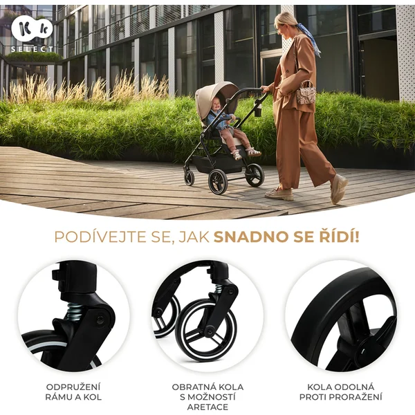 KINDERKRAFT SELECT Poussette combinée Yoxi 2en1 Sand Beige