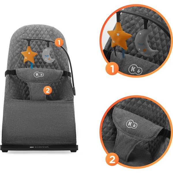KINDERKRAFT Transat à bascule Mimi Grey, jusqu'à 9kg
