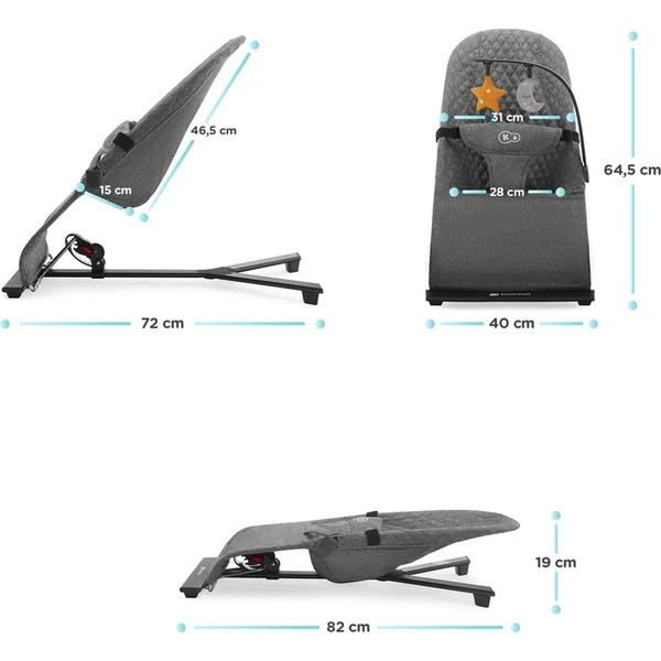KINDERKRAFT Transat à bascule Mimi Grey, jusqu'à 9kg