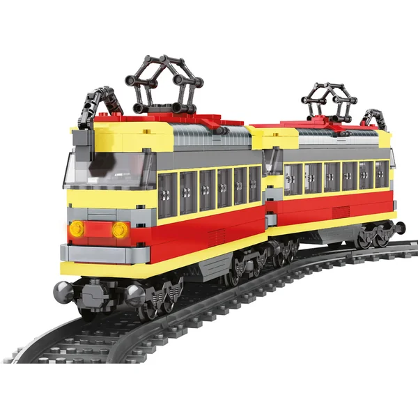 Kit de construction compatible BLOXO tramway à piles avec rails 724 pcs