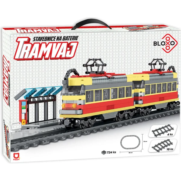 Kit de construction compatible BLOXO tramway à piles avec rails 724 pcs