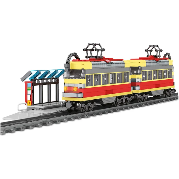 Kit de construction compatible BLOXO tramway à piles avec rails 724 pcs
