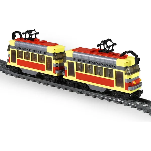 Kit de construction compatible BLOXO tramway à piles avec rails 724 pcs