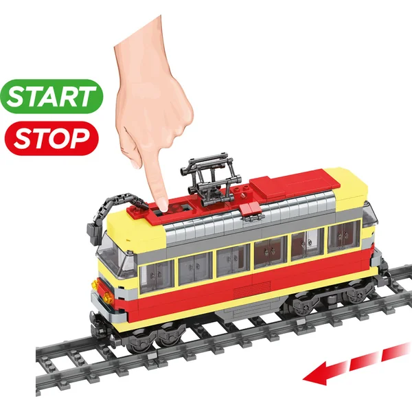 Kit de construction compatible BLOXO tramway à piles avec rails 724 pcs