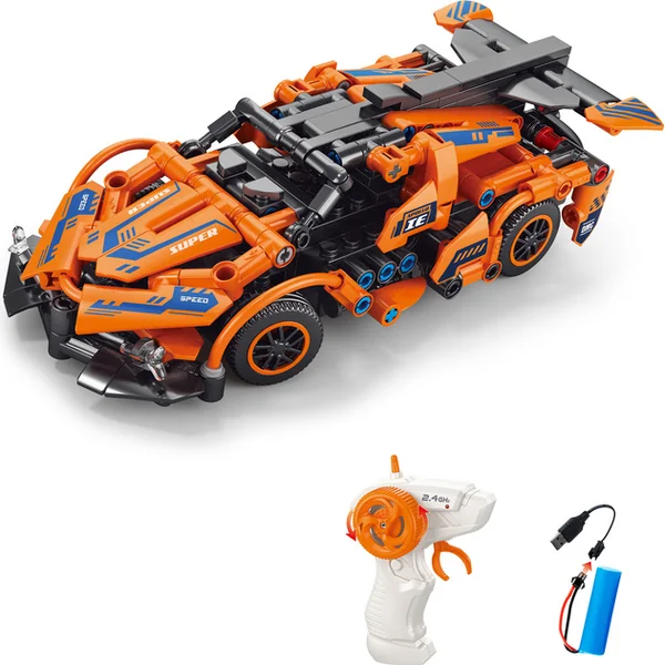 Kit de construction Voiture orange RC télécommandée 18,5 cm