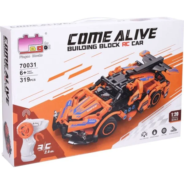 Kit de construction Voiture orange RC télécommandée 18,5 cm