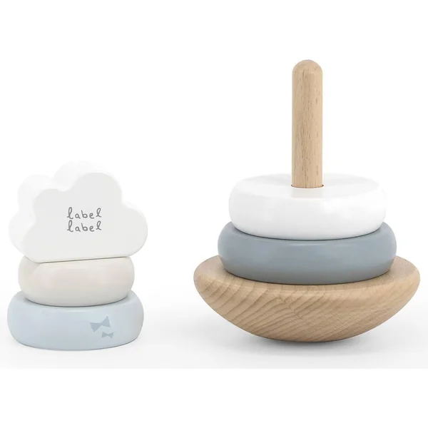 LABEL-LABEL - PYRAMIDE A EMPILER EN BOIS - BLEU