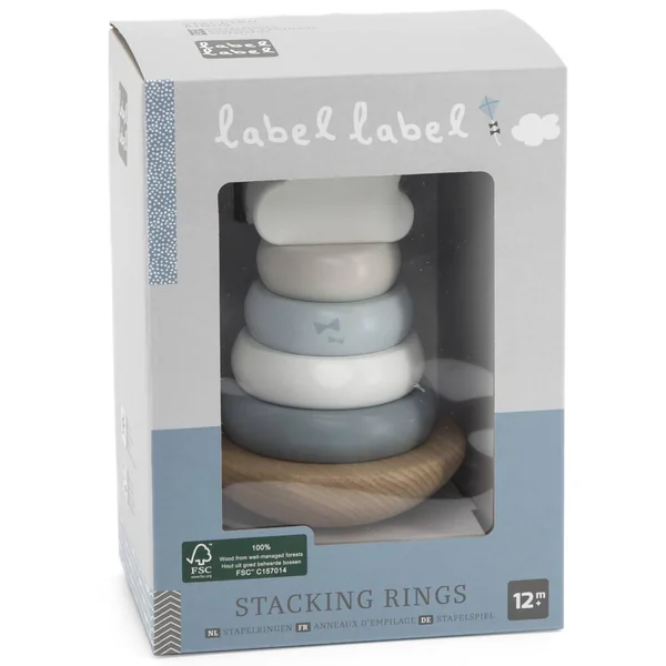 LABEL-LABEL - PYRAMIDE A EMPILER EN BOIS - BLEU