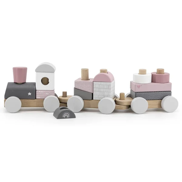 LABEL-LABEL - TRAIN EN BOIS - ROSE