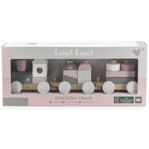 LABEL-LABEL - TRAIN EN BOIS - ROSE