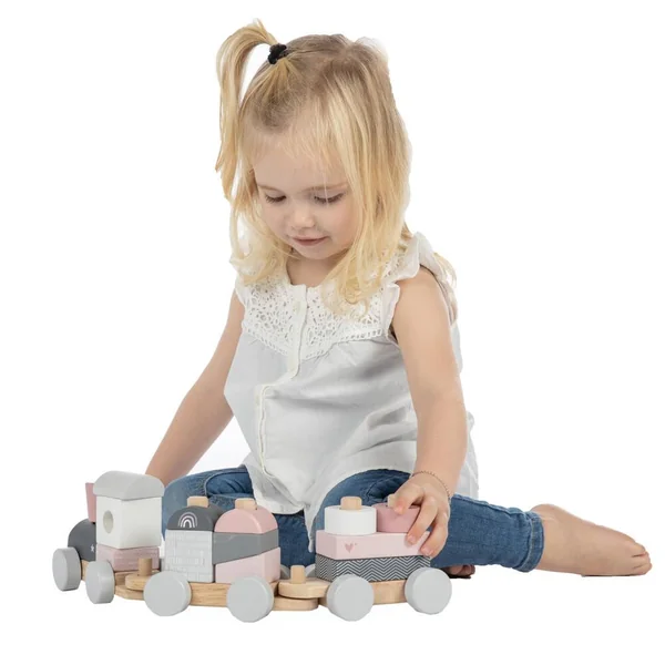 LABEL-LABEL - TRAIN EN BOIS - ROSE