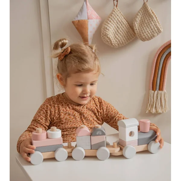 LABEL-LABEL - TRAIN EN BOIS - ROSE