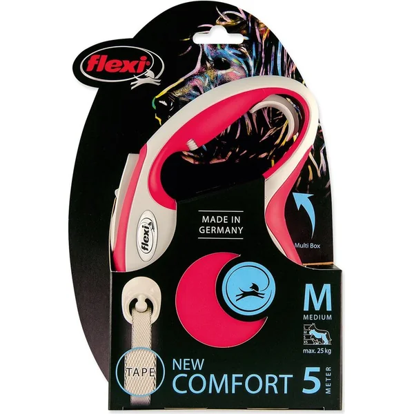 Laisse Flexi New Comfort ruban M rouge 5m