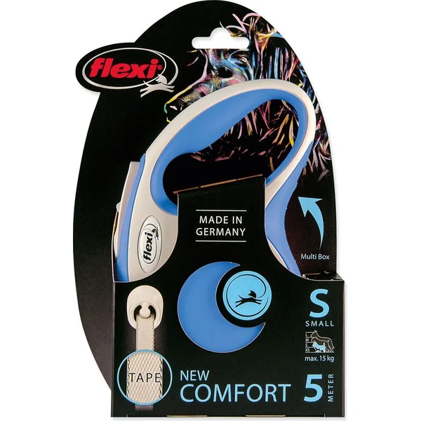 Laisse Flexi New Comfort ruban S bleu 5m