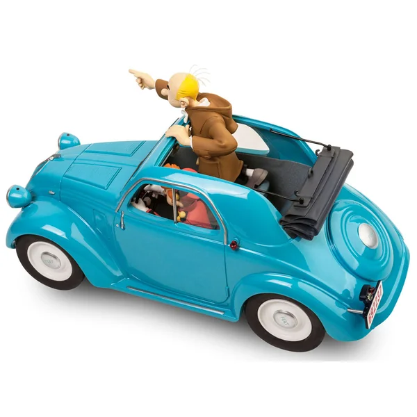 LE GARAGE DE FRANQUIN, SPIROU: FIAT 500 TOPOLINO 1937 "MYSTERE A LA FRONTIERE" - véhicule en résine 27 cm