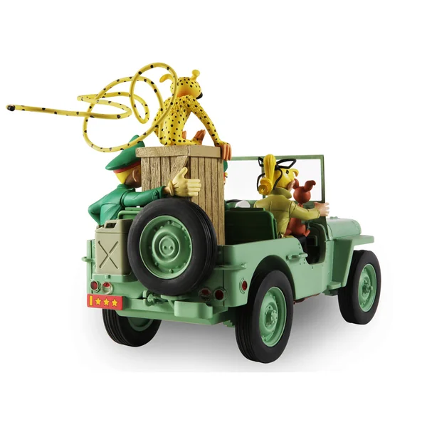LE GARAGE DE FRANQUIN, SPIROU: JEEP WILLYS MB "LE DICTATEUR ET LE CHAMPIGNON" - véhicule en résine 28 cm