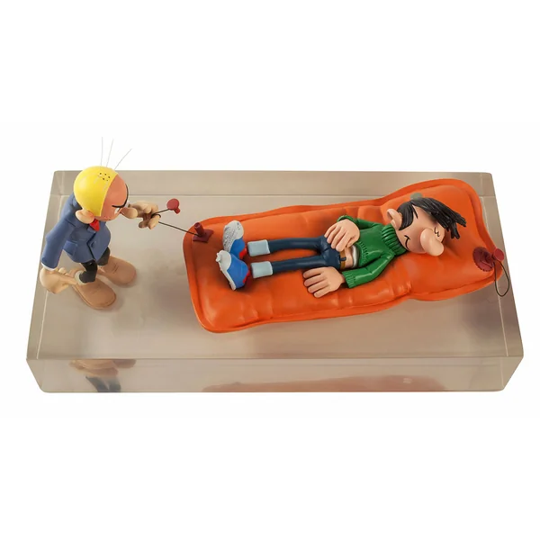 LES CASES DE FRANQUIN, GASTON LAGAFFE: GASTON ET FANTASIO, L'INONDATION - statuette résine