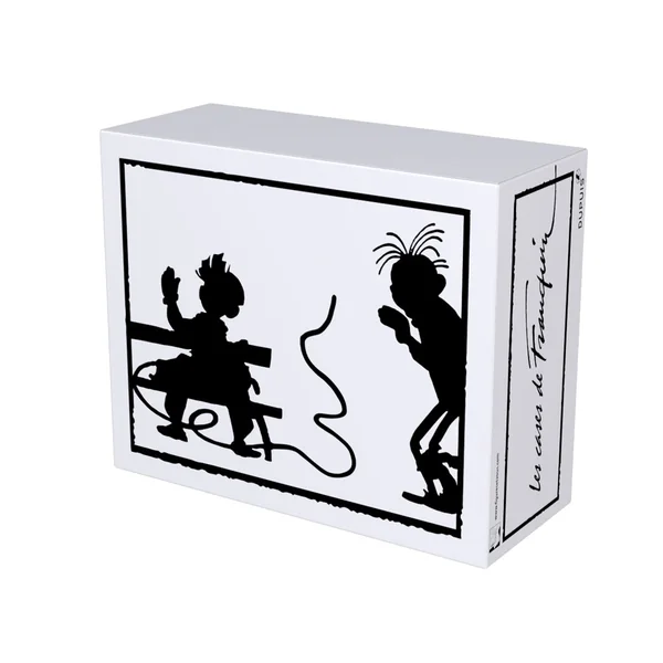 LES CASES DE FRANQUIN, SPIROU: "LA FESSEE" SPIROU, FANTASIO, LE MARSUPILAMI et SPIP - statuette résine 14 cm (version monochrome)