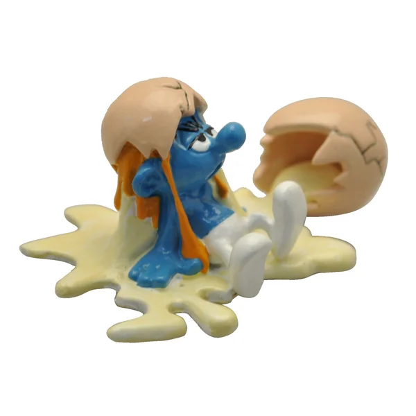 LES SCHTROUMPFS: LE SCHTROUMPF ET L'OEUF CASSE, COLLECTION ORIGINE III - figurine métal