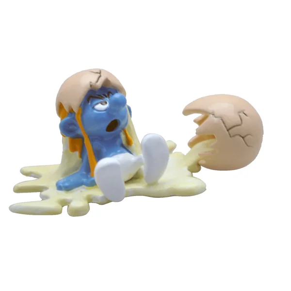 LES SCHTROUMPFS: LE SCHTROUMPF ET L'OEUF CASSE, COLLECTION ORIGINE III - figurine métal