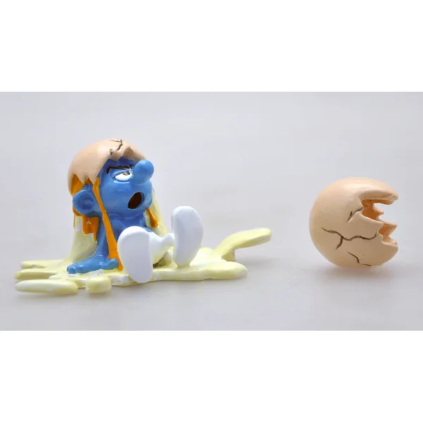 LES SCHTROUMPFS: LE SCHTROUMPF ET L'OEUF CASSE, COLLECTION ORIGINE III - figurine métal