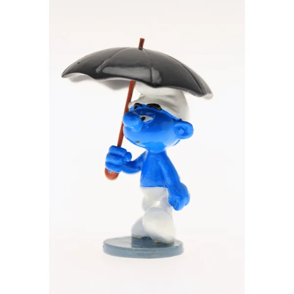 LES SCHTROUMPFS: LE SCHTROUMPF PARAPLUIE, COLLECTION ORIGINE #2 - figurine métal 3.5 cm