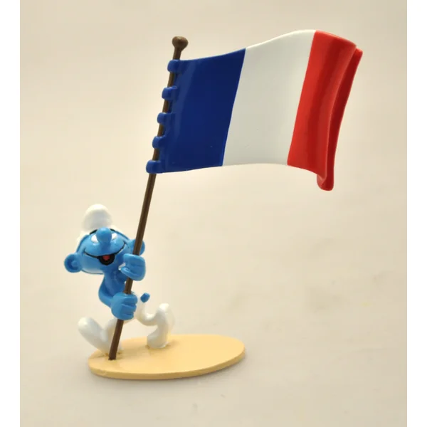 LES SCHTROUMPFS: LE SCHTROUMPF PORTE-DRAPEAU FRANCAIS, COLLECTION ORIGINE III - figurine métal