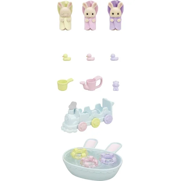 LES TRIPLES LAPIN CREME ET ACCESSOIRES DE BAIN - SYLVANIAN 2838