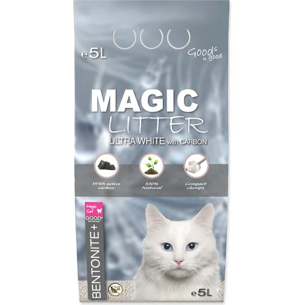 Litière Magic Litter Bentonite Ultra White with Carbon 5L