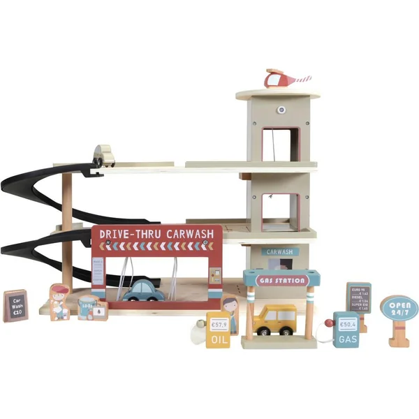 LITTLE DUTCH - CIRCUIT TRAIN EN BOIS - GARAGE