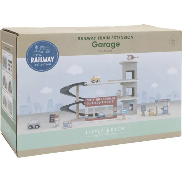 LITTLE DUTCH - CIRCUIT TRAIN EN BOIS - GARAGE
