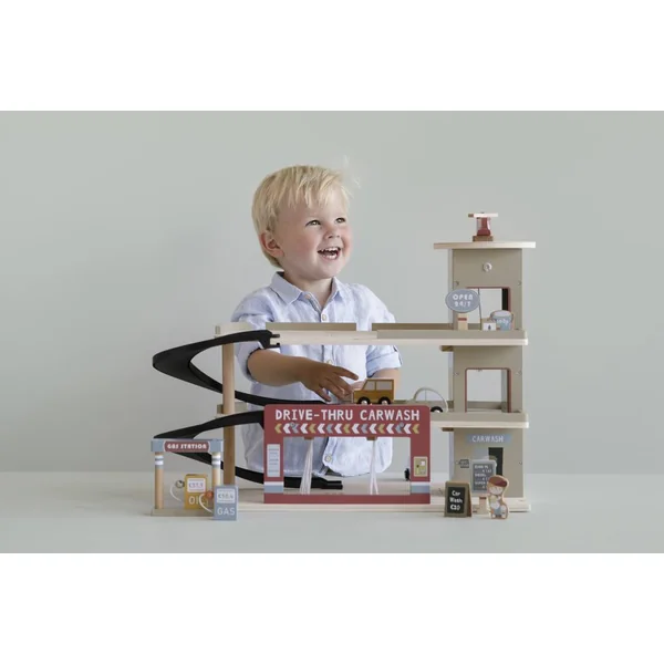 LITTLE DUTCH - CIRCUIT TRAIN EN BOIS - GARAGE