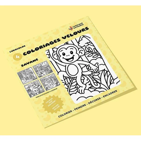 LOT DE 4 COLORIAGES VELOURS SAVANE
