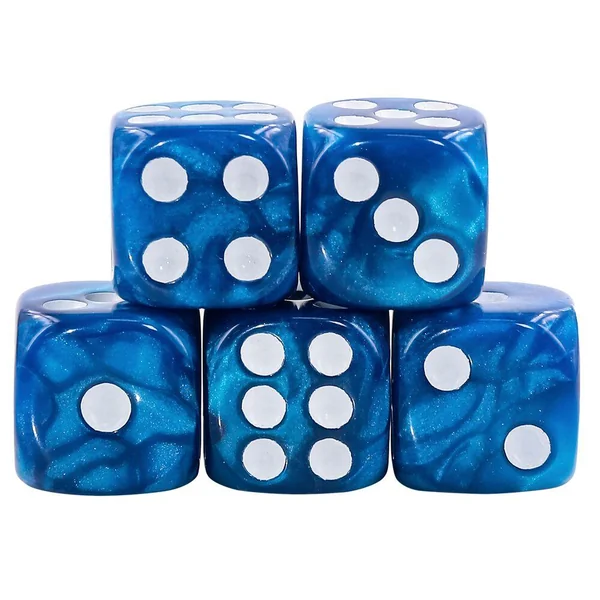 LOT DE 5 DES 6 FACES – BLEU NACRE