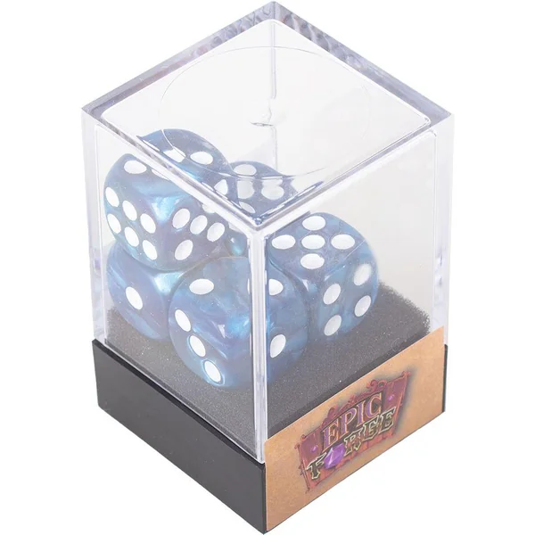 LOT DE 5 DES 6 FACES – BLEU NACRE