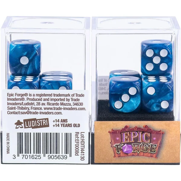 LOT DE 5 DES 6 FACES – BLEU NACRE