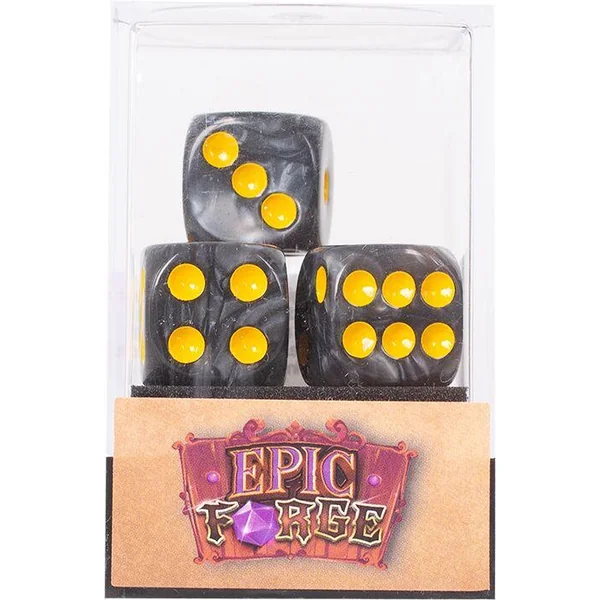 LOT DE 5 DES 6 FACES – NOIR NACRE ET OR